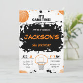 basketbal verjaardagsuitnodiging kaart (Staand voorkant)