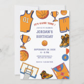 Basketbal verjaardagsuitnodiging kaart (Voorkant)