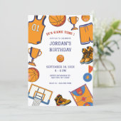 Basketbal verjaardagsuitnodiging kaart (Staand voorkant)