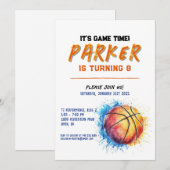 Basketbal verjaardagsuitnodiging voor jongen kaart (Voorkant / Achterkant)