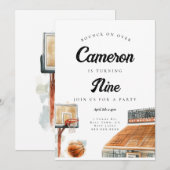 Basketbal verjaardagsuitnodiging voor jongens kaart (Voorkant / Achterkant)