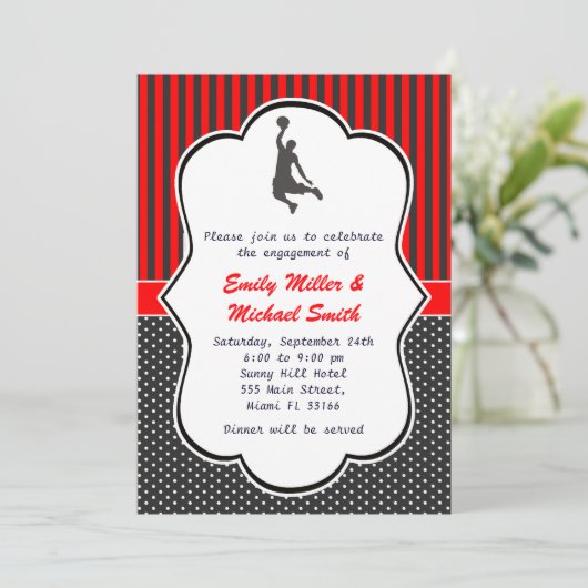 Basketbal Verloving Invitation Kaart (Staand voorkant)