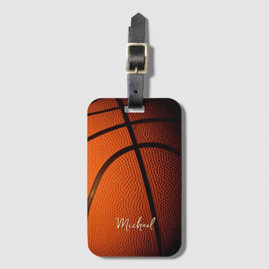 Basketbal vervang eigen naam aanpasbaar bagagelabel (Voorkant (verticaal))