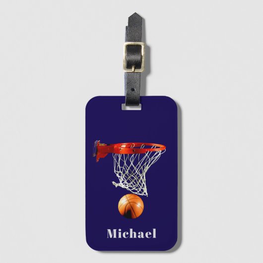 Basketbal Vervang met je naam Bagagelabel (Voorkant (verticaal))
