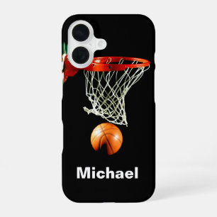 Basketbal Vervang met Uw Naam iPhone 16 Hoesje