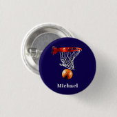 Basketbal Vervang met Uw Naam Ronde Button 3,2 Cm (Voorkant /achterkant)
