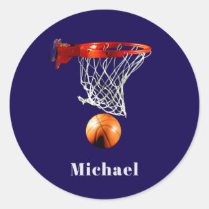 Basketbal Vervang met Uw Naam Ronde Sticker