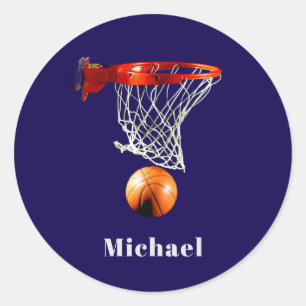 Basketbal Vervang met Uw Naam Ronde Sticker