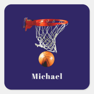 Basketbal Vervang met Uw Naam Vierkante Sticker