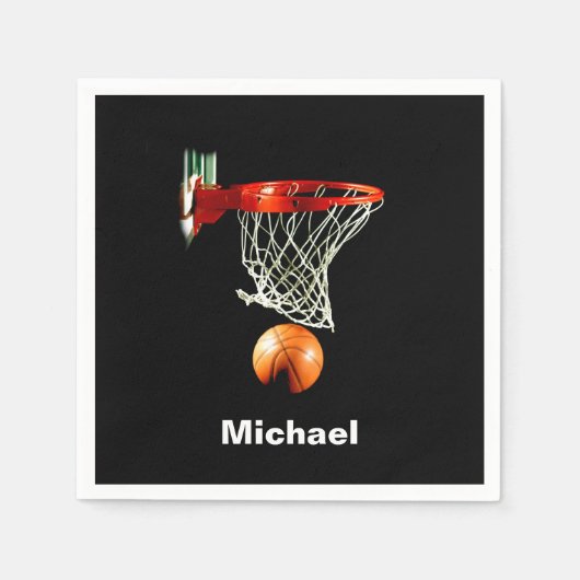 Basketbal vervangen door Jouw naam Servet (Voorkant)