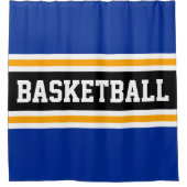 BASKETBAL Vet Blauw Zwart Geel Racing Stripes Douchegordijn (Voorkant)