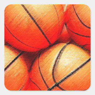 Basketbal Vierkante Sticker