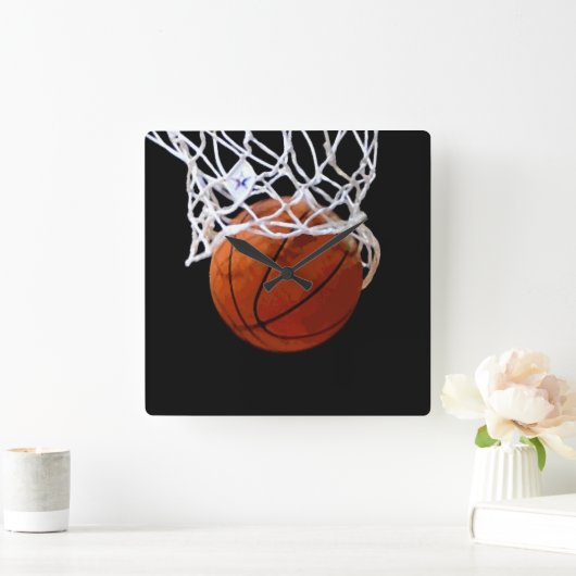 Basketbal Vierkante Wandklok (Huis)