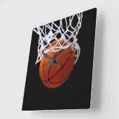 Basketbal Vierkante Wandklok (Hoek)