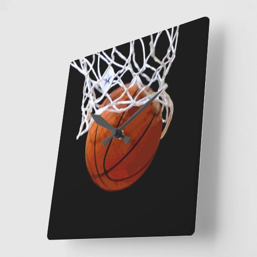 Basketbal Vierkante Wandklok (Hoek)