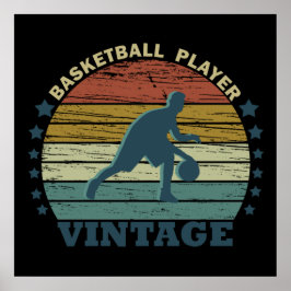 basketbal vintage speler poster