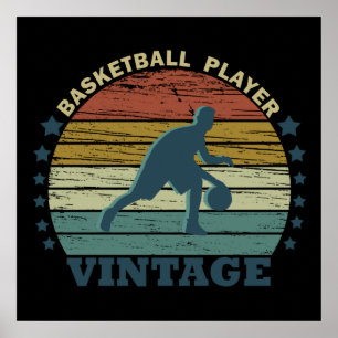 basketbal vintage speler poster
