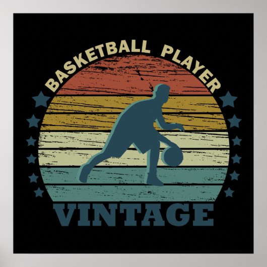 basketbal vintage speler poster (Voorkant)