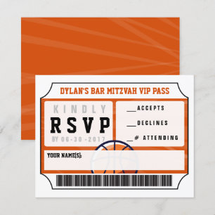 BASKETBAL VIP-ANTWOORDKAART Bar Mitswa Kaart