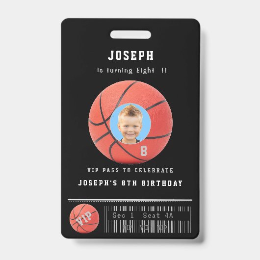 Basketbal VIP-Event Foto Verjaardag Badge (Voorzijde)