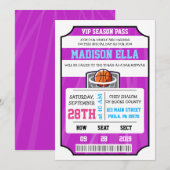 BASKETBAL VIP TICKET Bar Mitswa Uitnodiging (Voorkant / Achterkant)
