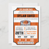 BASKETBAL VIP TICKET Bar Mitswa uitnodiging (Voorkant)