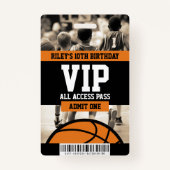 Basketbal VIP Verjaardagsfeestje Gastenpas Badge (Achterkant)