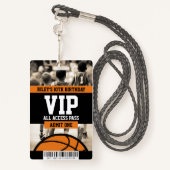 Basketbal VIP Verjaardagsfeestje Gastenpas Badge (Achterkant met draagriem)