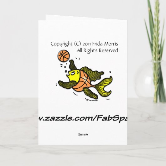 Basketbal Vis Grappig Leuke cartoon BEDANKT-JE KAA Bedankkaart (Achterkant)