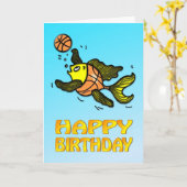 Basketbal Vis Grappig Leuke cartoon Verjaardag Kaa Kaart (Gele Bloem)