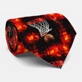Basketbal & vlammen Custom Stropdas Neckwear (Opgerold)