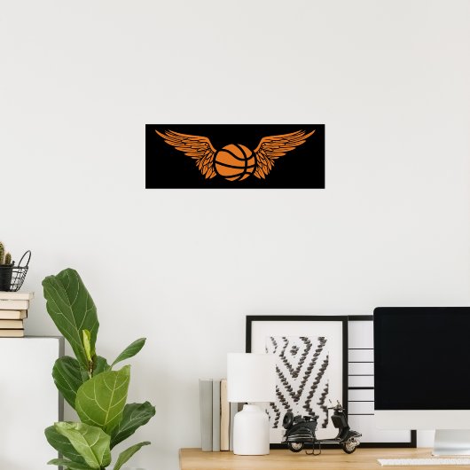 basketbal : vleugels poster (Thuiskantoor)