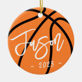 Basketbal voeg aangepaste foto toe keramisch ornament (Voorkant)