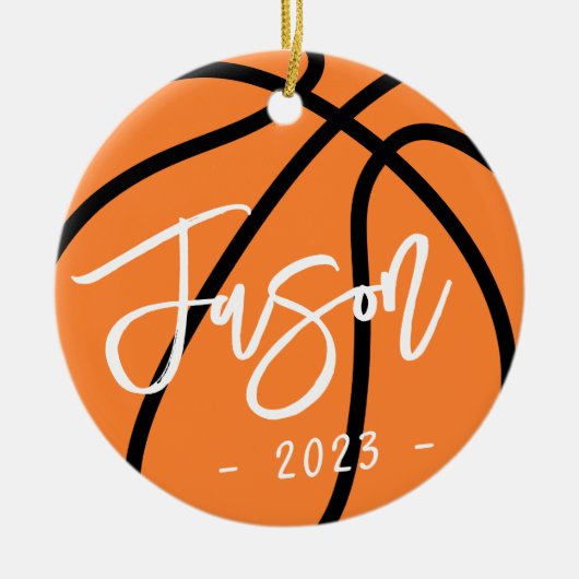 Basketbal voeg aangepaste foto toe keramisch ornament (Voorkant)