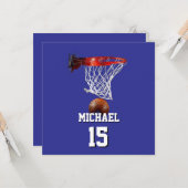 Basketbal Voeg je naam & nummer Pop Art Kaart (Voorkant / Achterkant in situ)