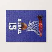 Basketbal Voeg je naam & nummer Pop Art Legpuzzel (Horizontaal)