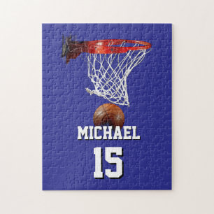 Basketbal Voeg je naam & nummer Pop Art Legpuzzel