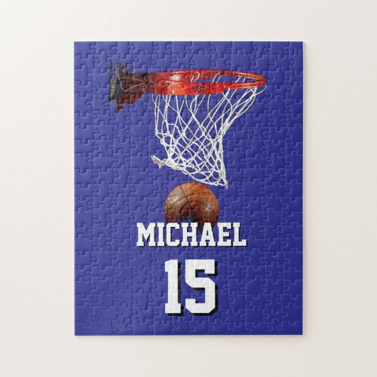 Basketbal Voeg je naam & nummer Pop Art Legpuzzel (Verticaal)