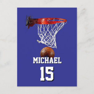 Basketbal Voeg je naam & nummer toe Pop Art Briefkaart
