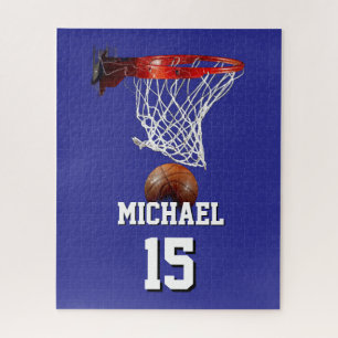 Basketbal Voeg je naam & nummer toe Pop Art Legpuzzel
