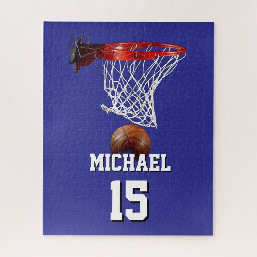 Basketbal Voeg je naam & nummer toe Pop Art Legpuzzel (Verticaal)