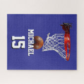 Basketbal Voeg je naam & nummer toe Pop Art Legpuzzel (Horizontaal)