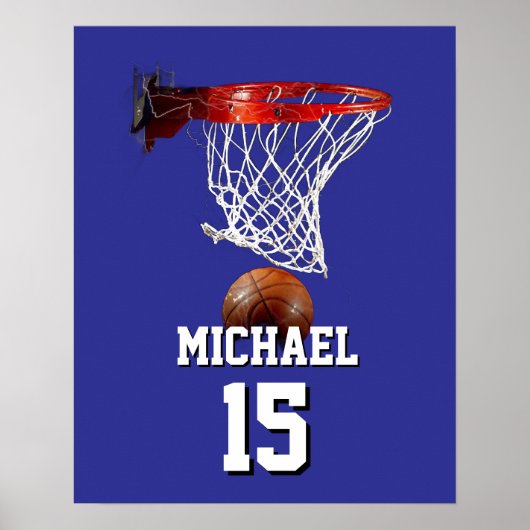 Basketbal Voeg je naam & nummer toe Pop Art Poster (Voorkant)