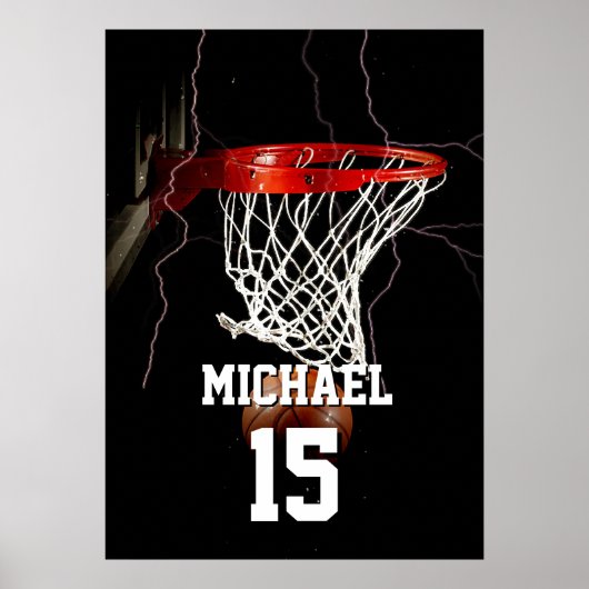 Basketbal Voeg je naam & nummer toe Poster (Voorkant)