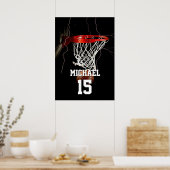 Basketbal Voeg je naam & nummer toe Poster (Keuken)