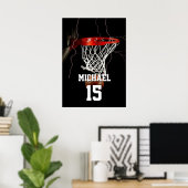 Basketbal Voeg je naam & nummer toe Poster (Thuiskantoor)