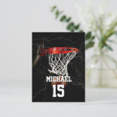 Basketbal Voeg Jouw naam & Nummer Pop Art Feestdagenkaart (Staand voorkant)