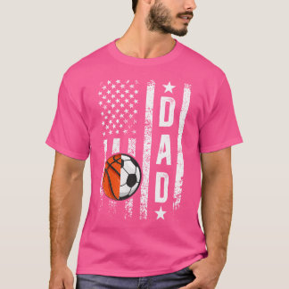 Basketbal Voetbal Papa Amerikaanse vlag Voetbal Fa T-shirt