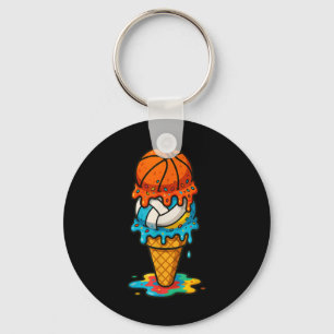 Basketbal Volleybal Ice Cream Drip Kleurrijke Zome Sleutelhanger