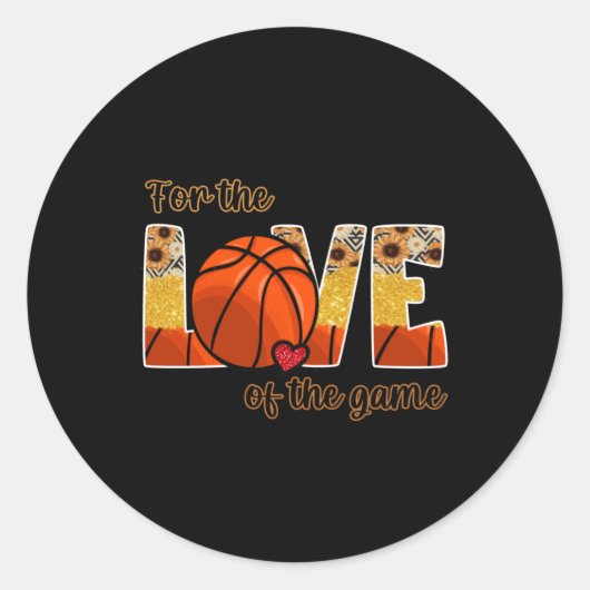 Basketbal voor de liefde van het spel ronde sticker (Voorkant)